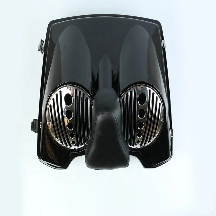 Black Double 8 Inch Speaker Lid W Backrest for Touring 1994-2013 razor Chopped King Tour Pak Trunk